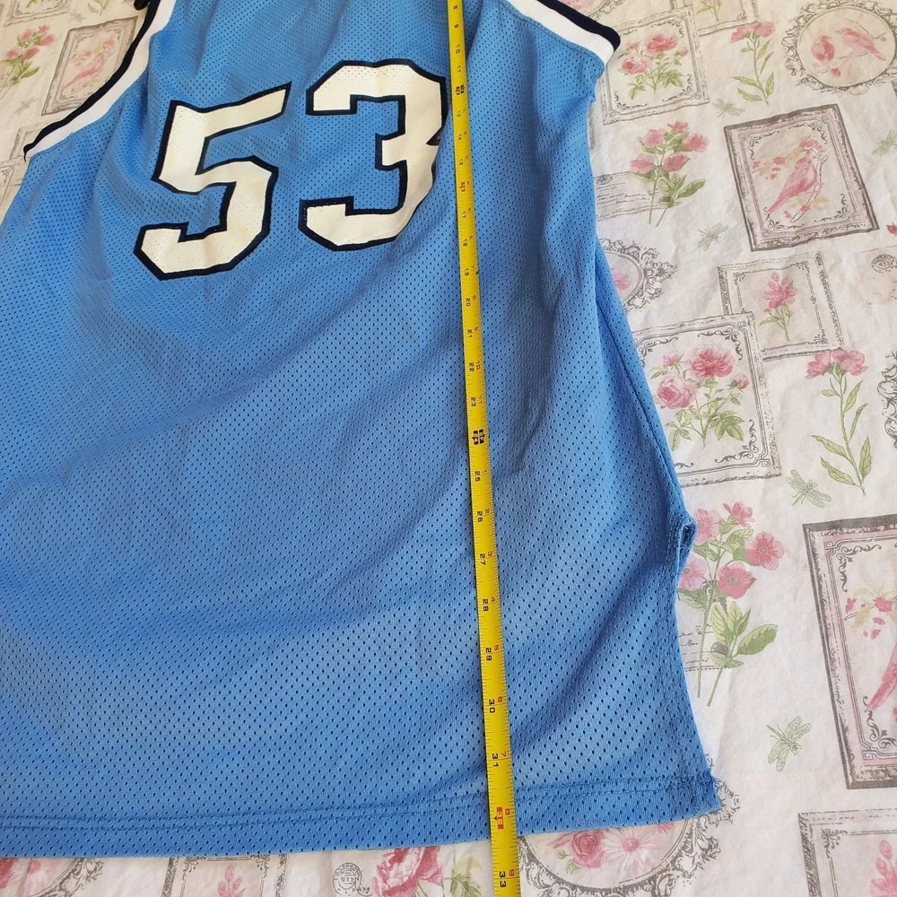 Vtg 90s‎ Russell Athletic Suncrest 53 Basketball Jersey Blue Mesh Made in USA 44